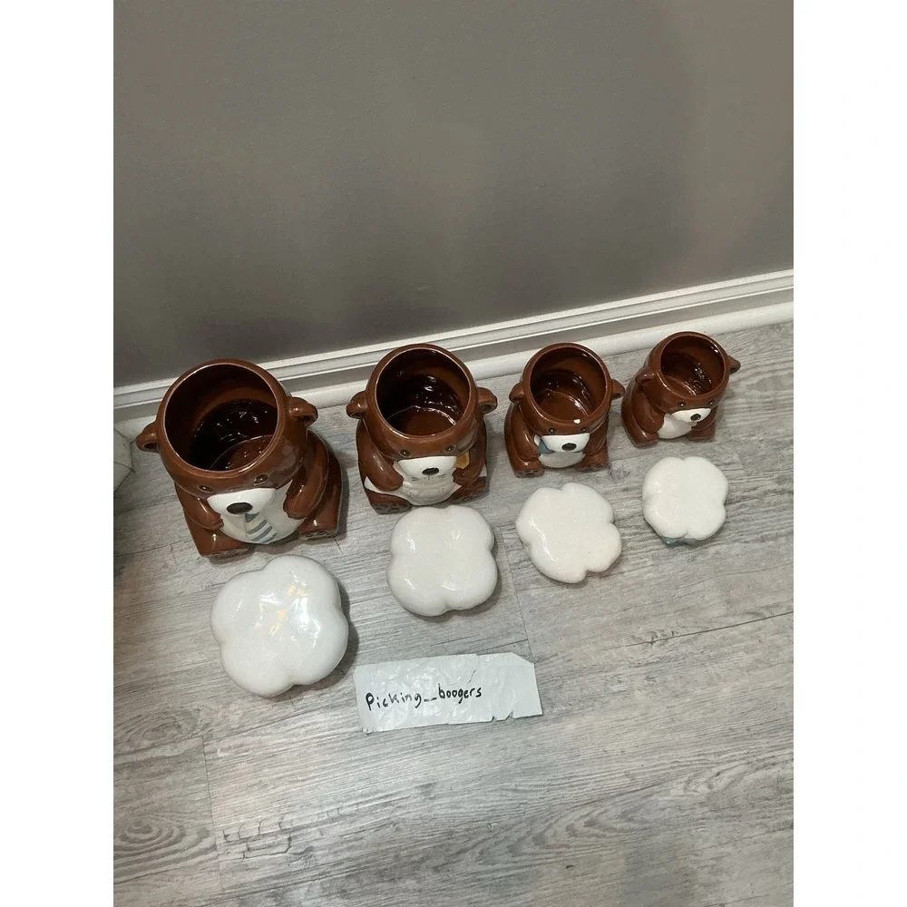Vintage Ceramic Teddy Bear Family Complete Set Cookie Jar Hand Painted